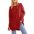 Women's Tops Long Sleeve Shirts for Women Loose Fashion Solid Color Stitching Round Neck Long Sleeved Drop Shoulders Sweater Top. 