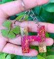 Girls Handbag Glitter Gradient Resin Alphabet Keychain Charms. 