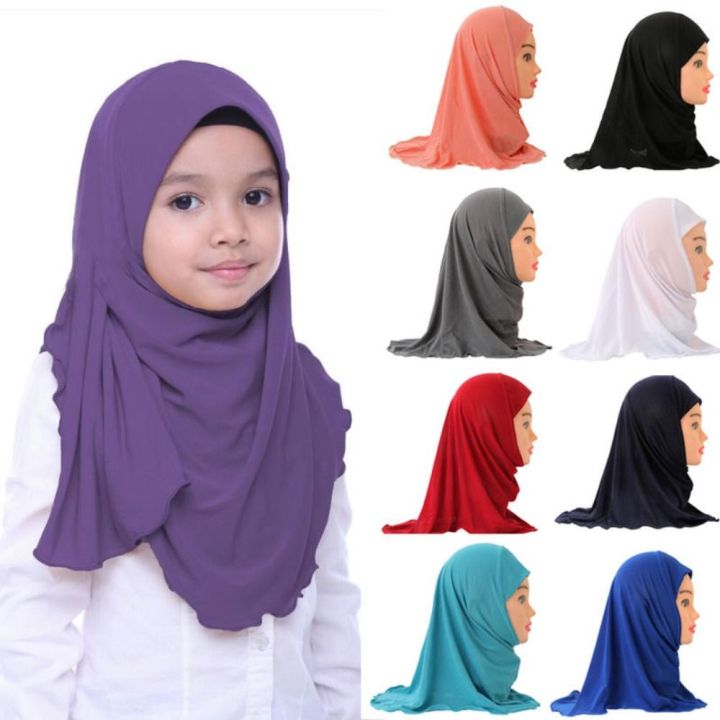 50cm Children Hijabs Muslim Girls Kids Hijab Islamic Scarf Shawls Soft ...