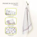 5 Pc Kitchen Tea Towel (50x70cm), 100% Combed Cotton for Long Lasting & High Absorbency, Multipurpose Dish Cloth Towel for Kitchen with Hanging Loop and check design. 