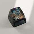 SA R1 Profile Black Gold Time Resin Keycaps Personalized Handmade Single for MX Mechanical Keyboard. 
