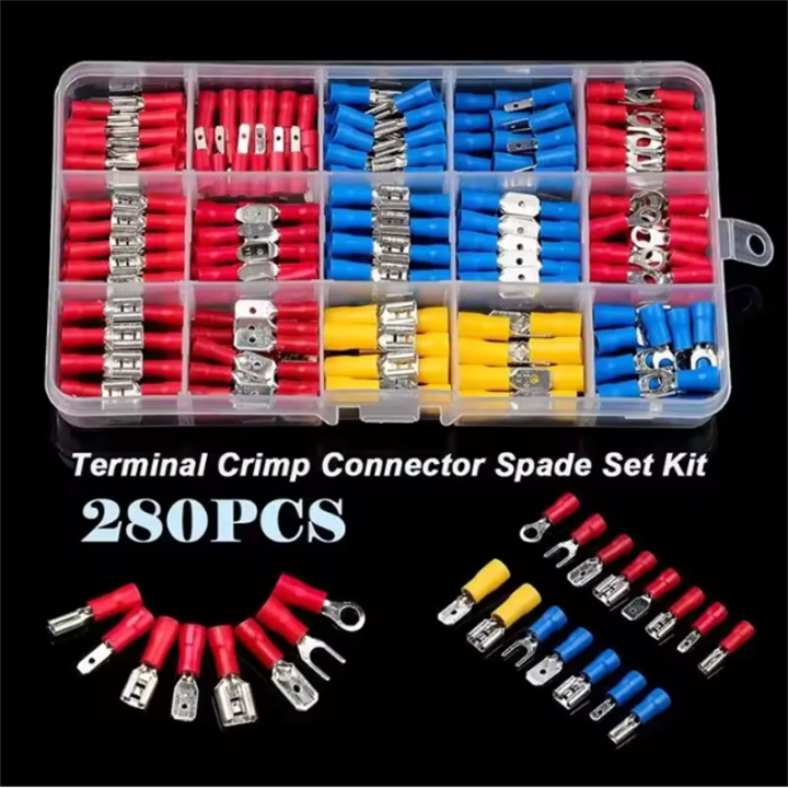 New%20Insulated%20Cable%20Connector%20Electrical%20Wire%20Crimp%20Spade%20Butt%20Ring%20Fork%20Set%20Ring%20Lugs%20Rolled%20Terminals%20Assorted%20Kit%20-%20Image%206