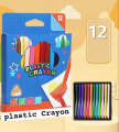 - Pack of 12 Art Supply Childs Plastic Crayons with Box

x No Dirty Hands
x No Dirty Clothes
x Set of 12 Vibrant and Expressive colors. 