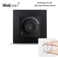 EU Wallpad Incandescent Halogen Light Dimmer Switch Rotary Knob Adjustable Brightness Controller Plastic Frame for LED Bulb. 