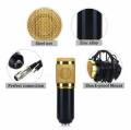 Microphone condenser (pro condenser microphone bm800) with microphone stand and USB accessories (metal shock absorber). 