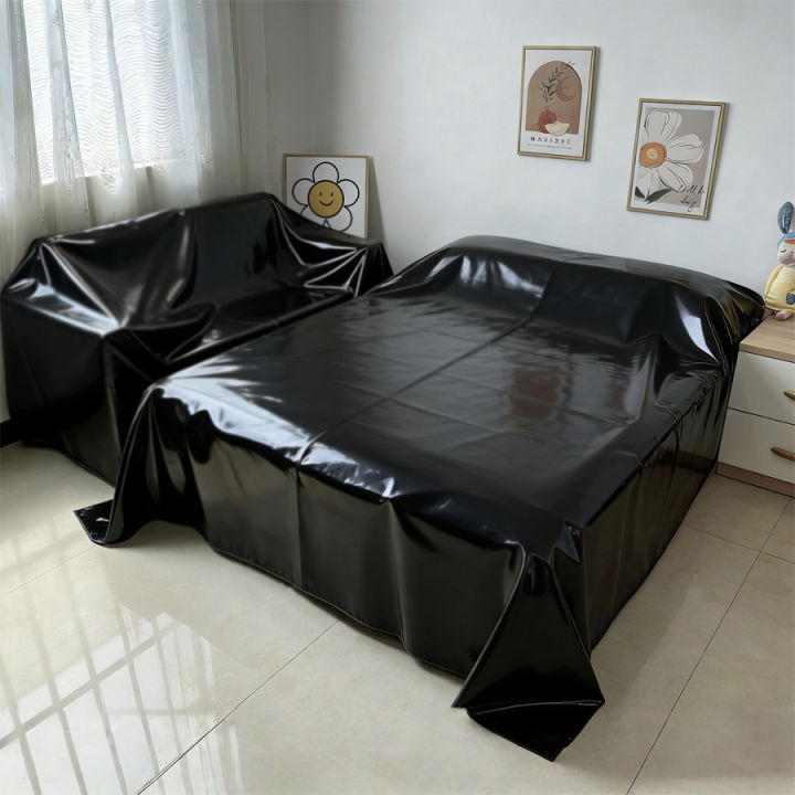 High Quality Pure Black PVC Waterproof Bed Cover Anti Fouling and Easy To Clean Household Bedding Protective Cover