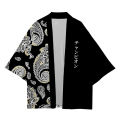 Men Casual Kimono Style Paisley & Japanese Letter Print Haori Yukata Cardigan Summer Women Harajuku Loose Fit Open Front Shirt. 