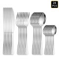 4/6/16/24pcs Silver stainless steel cutlery 1010 round handle knife, fork and spoon cutlery set suitable for family dinner hotel. 