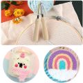 Wooden Handle Poking Needle Set Embroidery Punch Needle Weaving Tools Creative Pattern Manual Craft DIY Sewing Tool. 