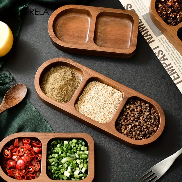 Solid%20Wood%20Rectangle%20Tray%202/3%20Grid%20Condiment%20Plate%20Breakfast%20Food%20Sushi%20Bread%20Dessert%20Sauce%20Plate%20Kitchen%20Dinner%20Seasoning%20Dish%20-%20Image%205
