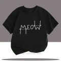 Cute Funny Cat Graphic Print Children T-shirts Summer Cartoon Fashion Casual Tops for Girls Boys O-Neck Short Sleeve T-shirts.