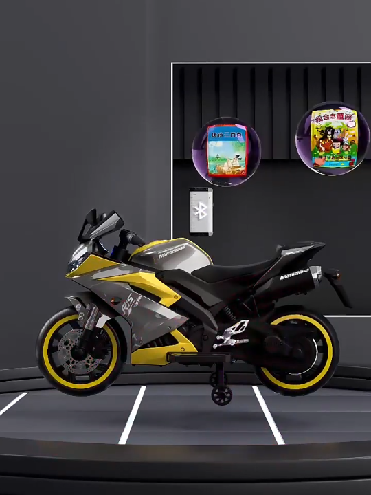 R15 Battery Operated Bike for Kids with LED Light, Bluetooth & Music | Baby Ride on Toy Rechargeable Battery Bike | Electric Bike for Kids to Drive 2 to 10 Years Boys Girls | MULTI MALL | BLACK | MB5719