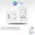 Fujicut Light Switch and Electrical Socket, Complete Set, Switch Size: 1 Piece, and Single 3-Pin Ground Socket, 1 Piece.. 