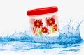 Bagmati Set Of 3 Red Floral Small Plastic Containers. 