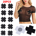 20Pcs Black Women Cross Shape Self-Adhesive Disposable Satin Nipple Cover Breast Pasties Stickers For Strapless Clothes Hot. 
