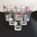 6 PIECE GLASS SET. DRINKING GLASS. BOTTOM SQUARE SHAPE. 