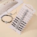 Handmade 12Pcs/lot Cross Knot Charms Knitted Bracelets Set For Women Braiding Adjustable Elastic Wristband Jewelry Accessories. 