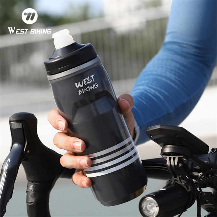 WEST BIKING Insulated&Cold Bicycle Water Bottle 620ml Portable Leakproof Cycling Kettle Running Hiking Squeeze Sports Bottle