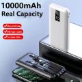 10000 MAH mini power bank 4 cable type 4in1 fast charging best quality power bank with cable for all phones. 