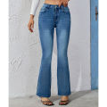Women Fashion Slim Fit Jeans Hot Sale Girls High Waist Casual Denim Trousers Lady Classic Stretch Thin Bell Bottom Pants. 