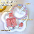 Changeable Charging Head Protective Cover Pink Lightweight Charger Protector For Iphone Portable Cute Mobile Phone Charger Cover. 