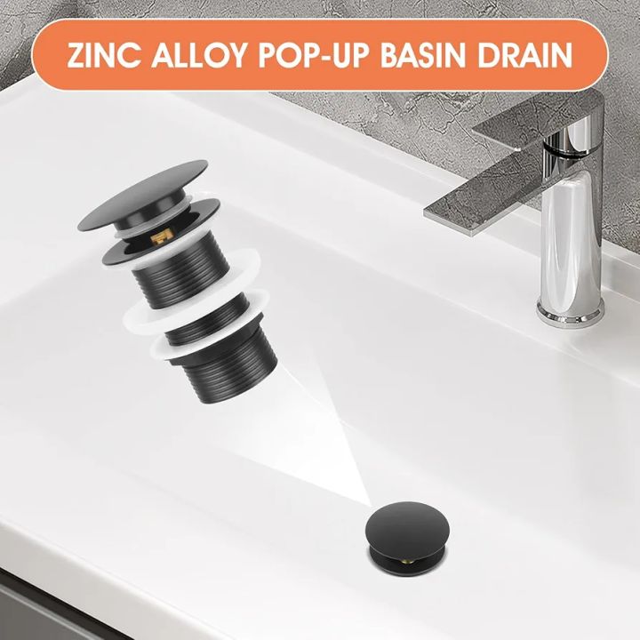 Basin vanity push waste 6 inch black color bathroom push complain