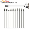 Extra Long 100mm Rotary Rasp File Carving Grinder Abrasive Tools Carbide Burr Alloy Bits Milling Cutter Drill For Metal Wook. 