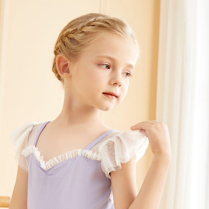 Girls%20Black%20Ballet%20Leotard%20Ruffle%20Sleeve%20Dance%20Bodysuit%20Cotton%20Gymnastic%20Leotards%20Soft%20Mesh%20Splicing%20Ballerina%20Outfits%20-%20Image%205