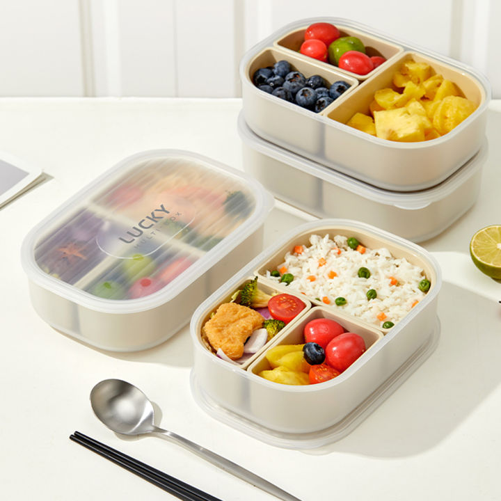 WORTHBUY%203%20Grids%20Microwave%20Plastic%20Lunch%20Box%20Portable%20Detachable%20Fruit%20Bento%20Box%20Stackable%20Food%20Container%20For%20School%20Office%20-%20Image%202