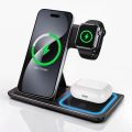 3 in 1 Wireless Travel Charger Stand Foldable Fast Charging Dock For iPhone 16~12 Pro Max iWatch S10~2 SE Ultra AirPods 4/3 Pro.
