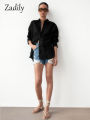 Zadily Minimalist Full Sleeve Oversize Black Women Basic Shirt Button Up Loose Woman Tuic Blouses 2025 Autumn Female Long Tops. 