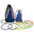 1 Set Party games Ring Toss Game Carnival Combo Set,Soft Plastic Cones Ring Toss Games,Carnival Games Toy for Kid Adult. 