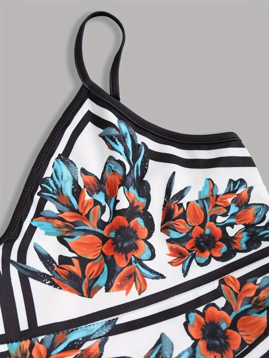 Summer%20Holiday%20Flower%20Leaf%20Printing%20Plus%20Size%20Dress%20Trumpet%20A-Shaped%20Sling%20Mini%20Dress%20-%20Image%204