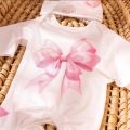 Ylsteed 2 Pcs Set Big Bowknot Printed Newborn Girl Photography Romper Baby Long Sleeve Jumpsuit with Matching Hat Infant Props. 
