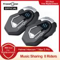 FreedConn Bluetooth Motorcycle Intercom Helmet Headset Music FM Waterproof 8 Riders Headphones Comunicator 1000M T Max S Pro.