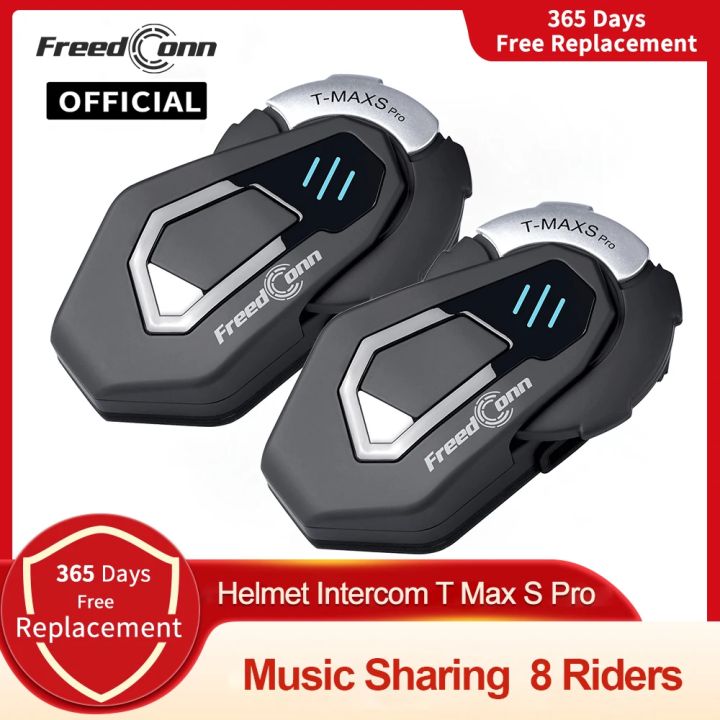FreedConn Bluetooth Motorcycle Intercom Helmet Headset Music FM Waterproof 8 Riders Headphones Comunicator 1000M T Max S Pro
