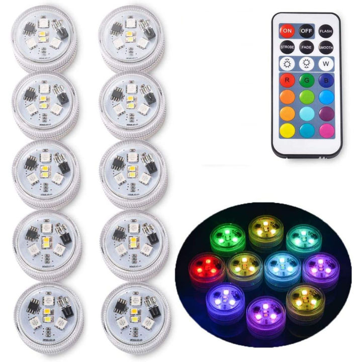 Mini Submersible LED Lights with Remote Control - Small Tea Light ...