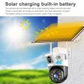 Solar Panel Dual Lens 4G Sim CCTV Camera Outdoor Color Night Vision PIR Alarm Two Way Audio IP Camera (Dailog sim not support). 