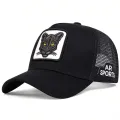 Unisex Cat Embroidery Baseball Net Caps Spring Summer Outdoor Adjustable Casual Hats Sunscreen Hat. 