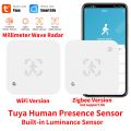 Tuya Zigbee WiFi Human Presence Sensor MmWave Radar Detector With Luminance Sensor For Smart Home Smart Life Replace PIR Sensor. 