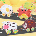 Montessori Early education Wooden Animal Car Toys Children Drag Car for kids Learning Walk and Have Fun . 