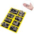 8Pcs/Set Metal Montessori Puzzle Wire IQ Mind Brain Teaser Puzzles Adults Interactive Game Reliever Educational Toys. 
