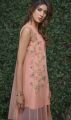four piece designer ready to wear dress with stitched full net sleeves (medium). 