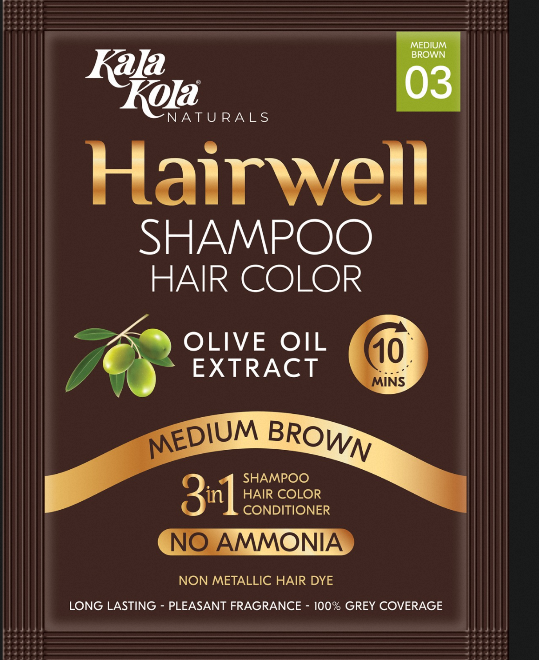 KalaKola Hairwell Shampoo Hair Color (Medium Brown) Sachet