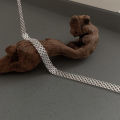 1 piece of S925 silver simple hollowed-out wide necklace, mesh clavicle chain, high quality, suitable for daily wear. 