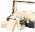 Watch Organizer Storage Boxes for Travel Watches Pu Leather Glass Case Display Multi-Purpose Storage Box for Watch and Jewelry. 
