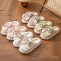Winter Warm Fur Slippers for Women Cute bow House Non Slip Soft Shoes Comfort Flat Heel Home Indoor Bedroom Plush Slippers. 