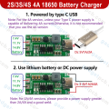 Multi-Cell 2S/3S/4S 4A Boost Charging Module Type-C USB 2S BMS 3S BMS 4S BMS Lithium Li-ion Battery Charging Protection Board 8.4V 12.6V 16.8V Step-Up Power Module. 