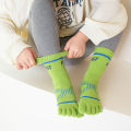 1 pair of four season children's new five finger socks, breathable and sweat absorbent elastic cotton mid tube socks with cute d. 