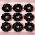 1/6/16/32/100pcs bulk satin scrunchies suitable women elegant black 10cm headwear hair ties accessories casual cute. 